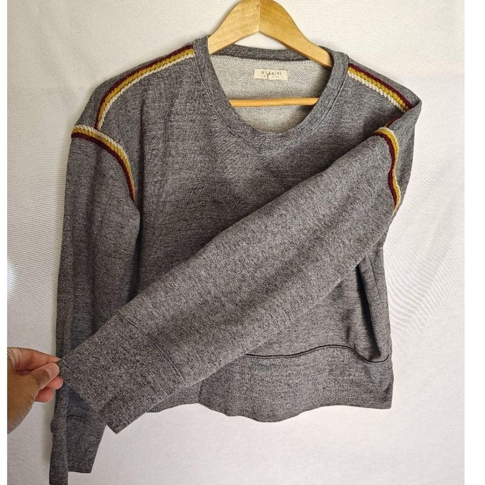Miles by Madewell Embroidered Trim Crop Sweatshirt Gray Large L AG273‎ - Picture 10 of 14